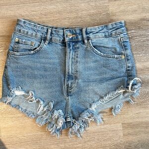 Zara Blue Distressed Jean Shorts